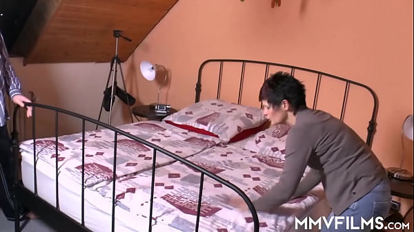 Image Short haired milf sucking a pierced dick