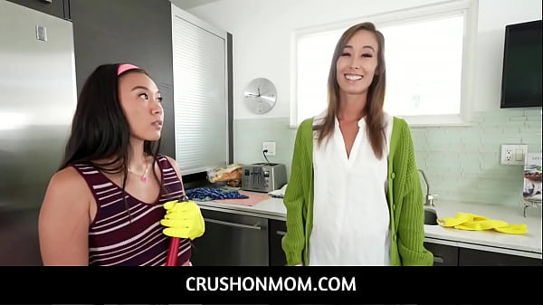 Image CrushonMom  - Asian MILF stepmom Christy Love blowjob lesson for teen stepsis Kimmy Kim