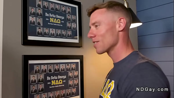 Image Frat gays recruit new member in anal threesome