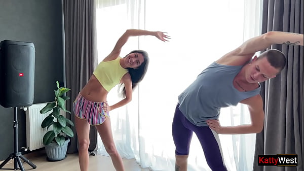 Image Threesome Sex during Yoga - Dick in Pussy and Ass at the same time