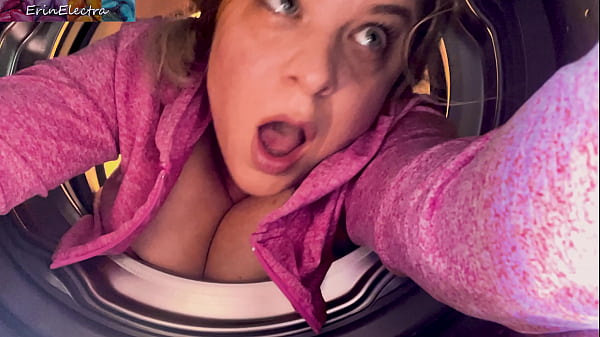 Image Stepmom stuck in the washing machine takes it in both holes to keep it a secret