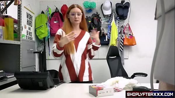 Image Sexy nerdy girl and thief can't leave the store in her Halloween costume because she is caught by the security guard who fucks her hard in her wet and tight pussy to set her free.