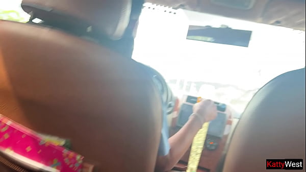 Image Sucking cock in a taxi while the driver isn't looking - Risky Public Blowjob