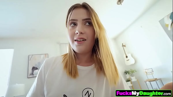 Image Hot stepdaughter gets her way from doing things at home by sucking her stepdad's big cock and letting him cum inside her tight wet pussy.