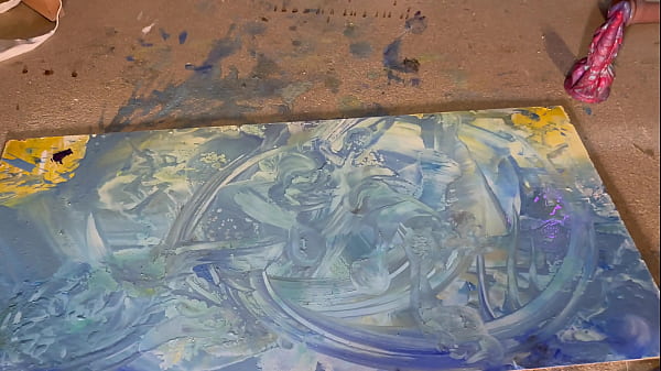 Image Artist Monika Fox Painted Picture Using Vagina & Fucked All Holes Big Dildos, With Double Penetration, Prolapse & Squirt