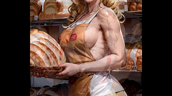 Image AI generated blonde baker showing pussy in bakery