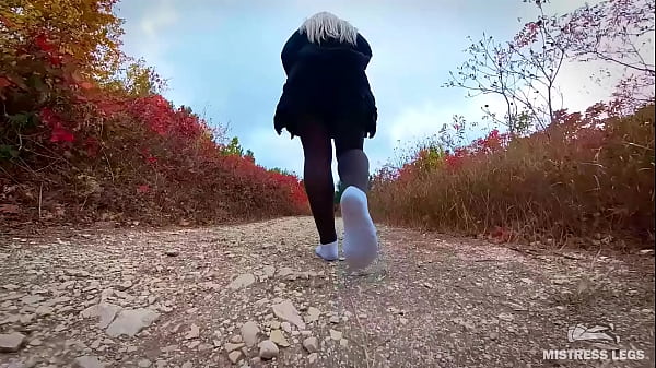 Image Follow my footsteps along the path in the evening lonely forest