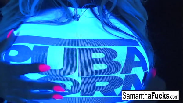 Image Samantha Saint gets off in this super hot black light solo