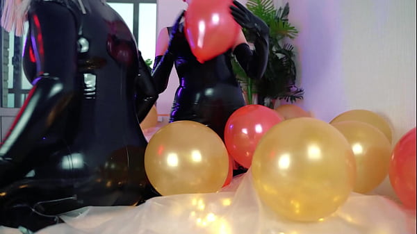 Image sexual latex rubber lesbians have hot kinky fun! shiny clothes as fetish, big ass MILF