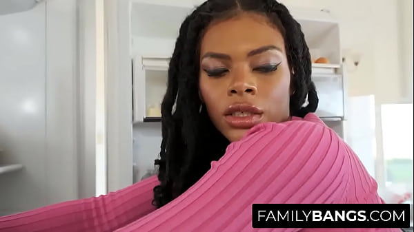 Image FamilyBangs.com ⭐ White Boy Fucking his Black Stepmom in Front of the Open Fridge, Nathan Bronson, Halle Hayes