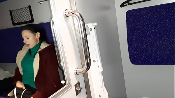 Image A stranger and a fellow traveler and I cum in a train compartment -