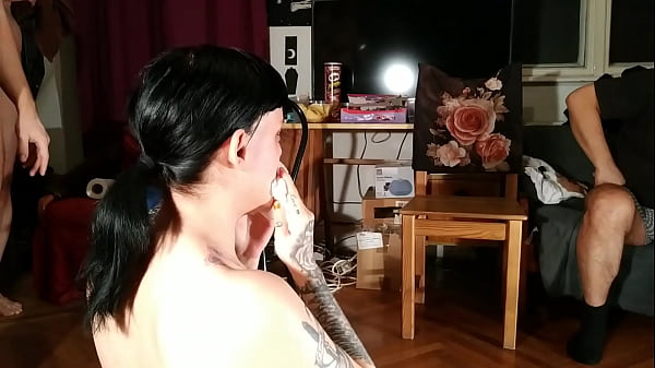 Image A teen girl win the bukkake-blowbang bet against 8 guys HD (with sexy female dirty talk)
