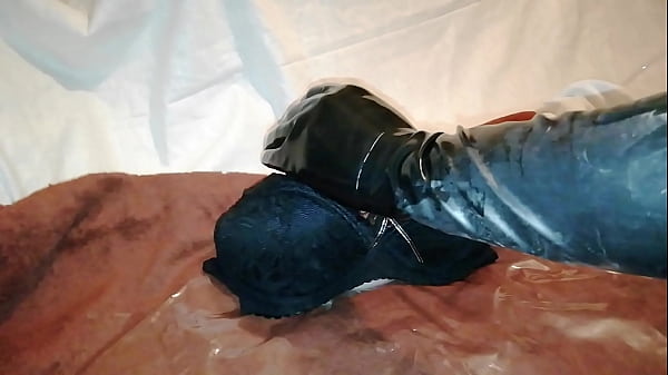 Image massage tits torso sex doll with pussy in black latex gloves until she ejaculation