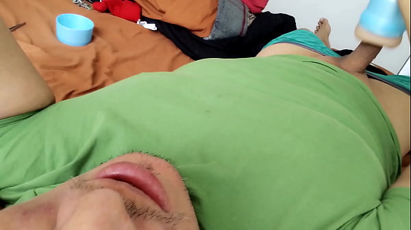 Image Fleshlight session, cumming, full body view. October 10, 2023.