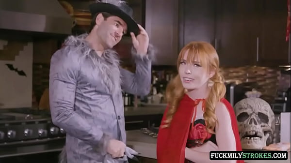 Image Sexy stepdaughter dresses up as Little Red Riding Hood and her stepfather dresses up as Big Bad Wolf on Halloween and they end up fucking in the house without letting the stepmother discover them.