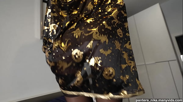 Image Cute horny witch in black stockings sucks and fucks for Halloween