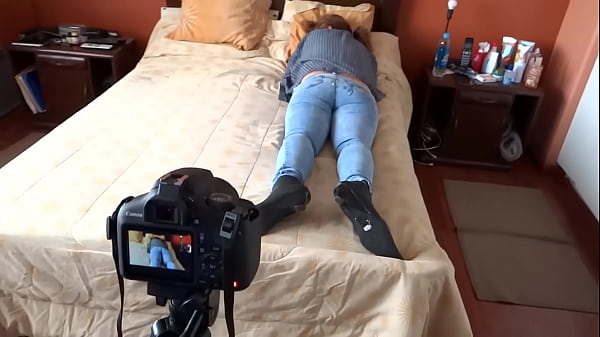 Image My step brother-in-law's big cock makes me cum on my ass with my jeans on