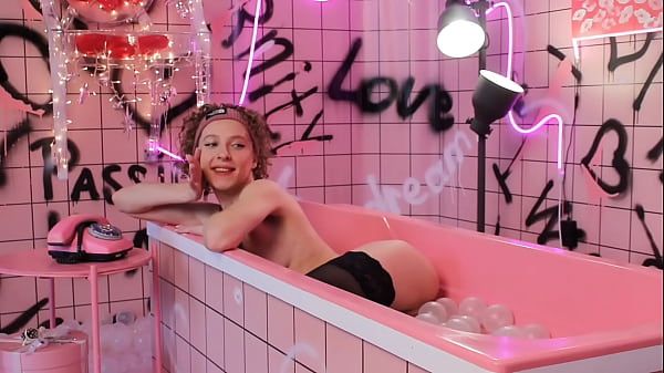 Image Anita is in a pink trash bath