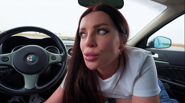 Image POV blowjob in a car in the parking lot