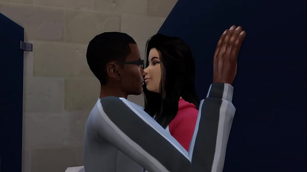 Image Sims 4 Black nerd fucks Latina in college bathroom stall