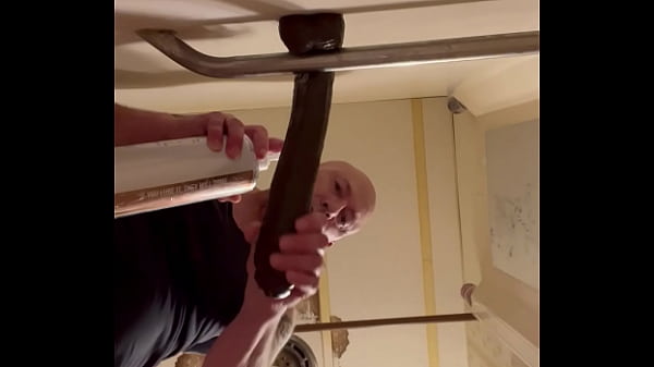 Image Adam Pitts in the shower rectaly fucking a 13 inch fat dildo!