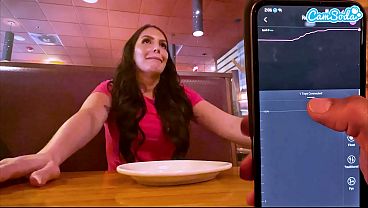Image Cumming in Public with interactive toy at LUNCH! Public female orgasm interactive toy