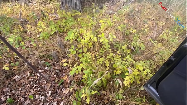 Image dirty talking outdoors then cumming outdoors naked