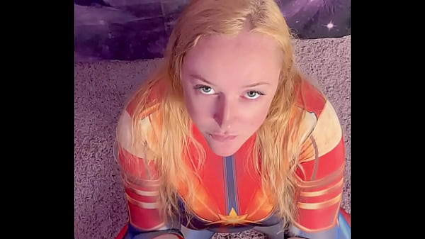 Image Captain Marvel rides an ebony dildo
