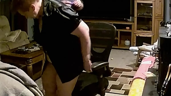 Image #23- 202211 60yo Tennesseemilf1 Slutwife in chair- straight on pussy view, eating and playing through crotchless panties, and her sucking my cock. Cums hard at 11:00 and 16:30.