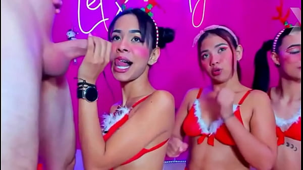 Image MYGOD! Rough throat fucking of these girls dressed in CHRISTMAS