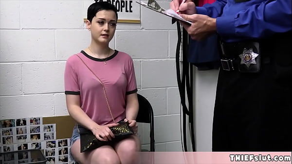 Image Extra cute short haired tomboi shoplifter teen caught and gets a rough punish fuck