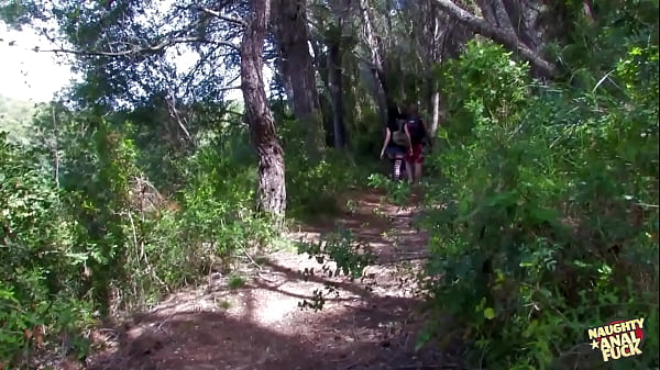 Image A simple hiking expedition ends up with a sensational outdoor threesome double penetration action