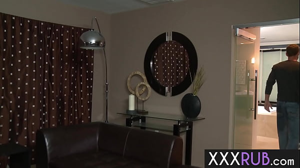 Image Lucky big cock guy enjoyed perfect blowjob by sexy small tits MILF masseuse Sarah Charles