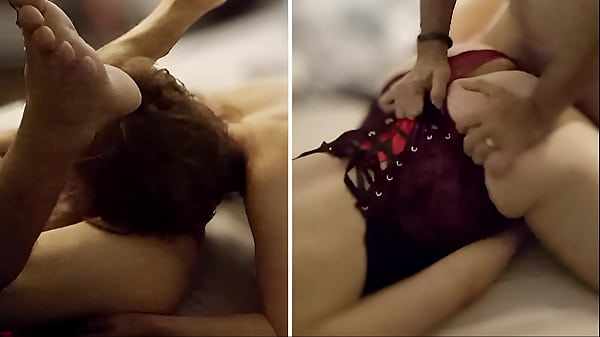 Image 1694 white slut in red and black corset red satin panties blowjob rimming anal gystyle fucking