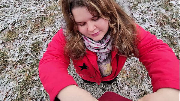 Image Facial CUM Drooling outdoor blowjob from chubby girlfriend with big boobs