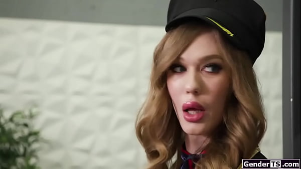 Image GenderTS.com - Busty trans flight attendant barebacked