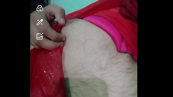 Image Indian gay Crossdresser in Red Saree showing his boobs on paid nude video call xxx
