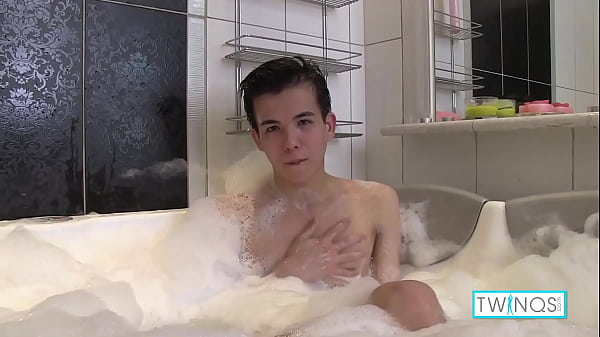 Image Cute Brunette Xander Strokes His Raging Hard Cock After Showering!