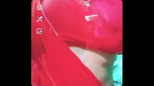 Image Indian Gay Crossdresser Gauri Sissy xxx in red Saree fingering in his ass ?