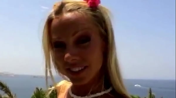 Image Hottest blonde ever takes DEEP banana dick outdoors!