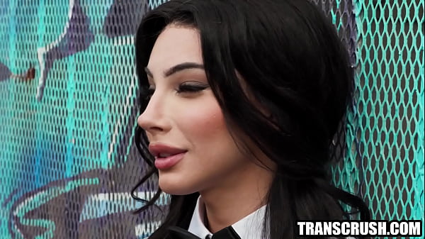 Image Hot transgender waitress fucked by male colleague