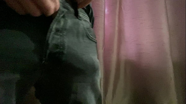 Image Mr Big Dick UK pulls his hard cock out of his black jeans and begins wanking before bustin a nut with a massive load