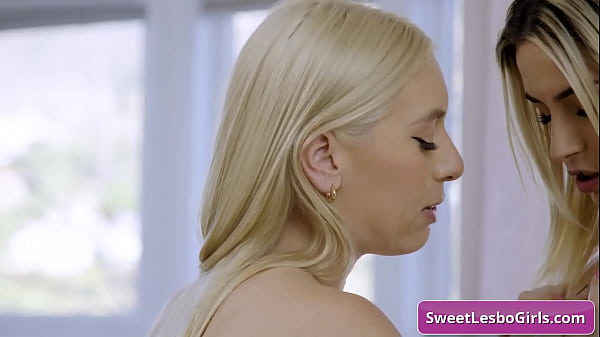 Image Sensual blonde lesbian teens Kay Lovely, Chanel Camryn massage their boobs and make out during sex massage