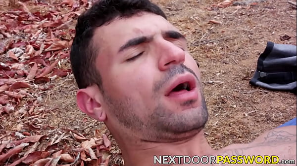 Image Handsome voyeur barebacked outdoors by big cocked hunk