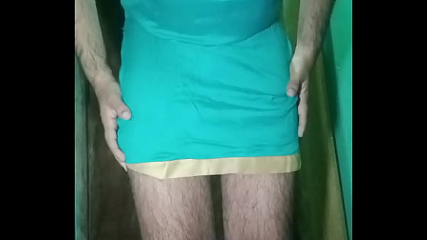 Image Indian Gay Crossdresser Gaurisissy in blue Salwar Suit pressing his boobs and fingering in his ass