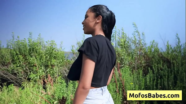 Image Lovely black hot girl Eden West with nice natural boobs rub he rpussy while getting a car ride