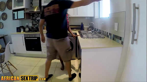 Image Busty Big Booty Ebony MILF Big White Dick Kitchen Fuck Cumshot