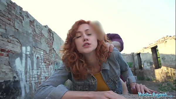 Image Public Agent Sexy redhead waitress sucks cock and gets fucked doggystyle outside in public