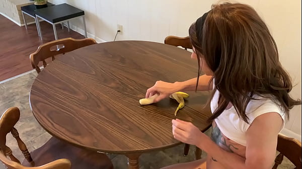 Image Watch TS Ria Bentley Masturbate on Kitchen Table and Eat Her Own Cum