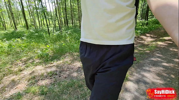 Image Walking naked in the woods. Soft foreskin to hard big cock Mikel